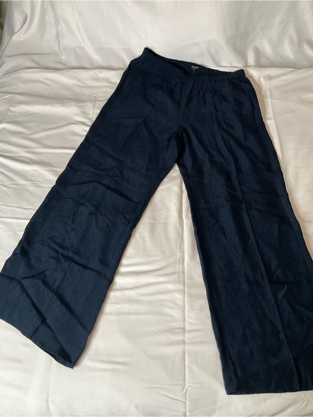 J. Crew Navy Wide-Leg Linen Pants - Picture 2 of 7